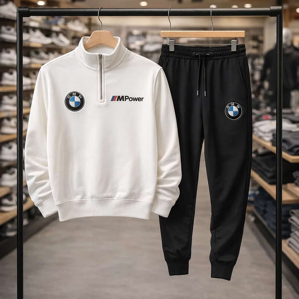 ست مردانه هودی نیم زیپ و شلوار مدل Mpower
